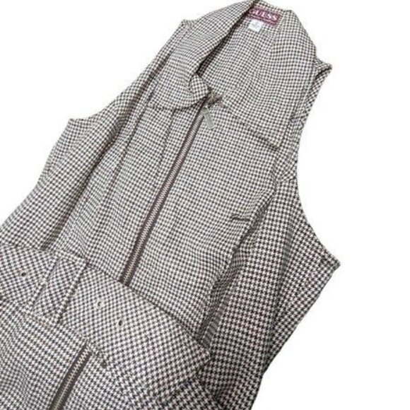 Guess Jeans USA Girls Chevron Jumper Dress White Brown/Blue Plaid Girls Size 3 - Picture 2 of 10